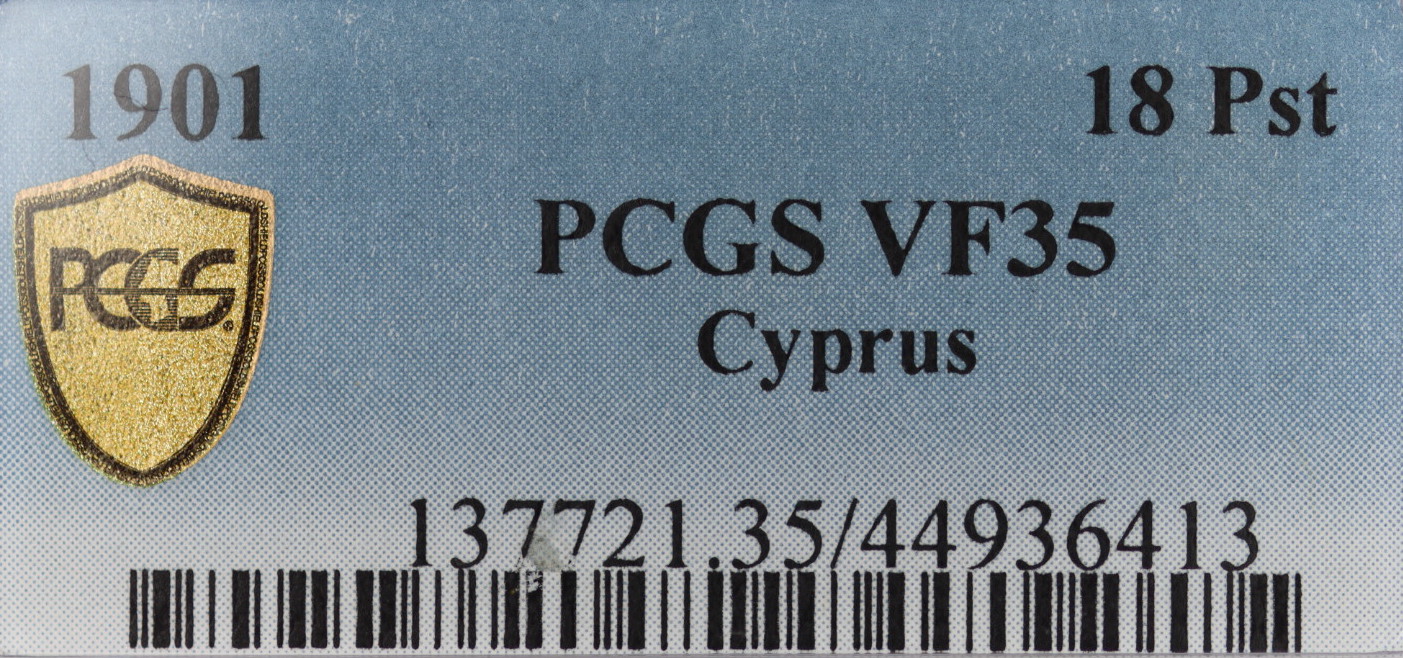 Cyprus - 18 Piastres - 1901 - PCGS VF 35 - Image 3