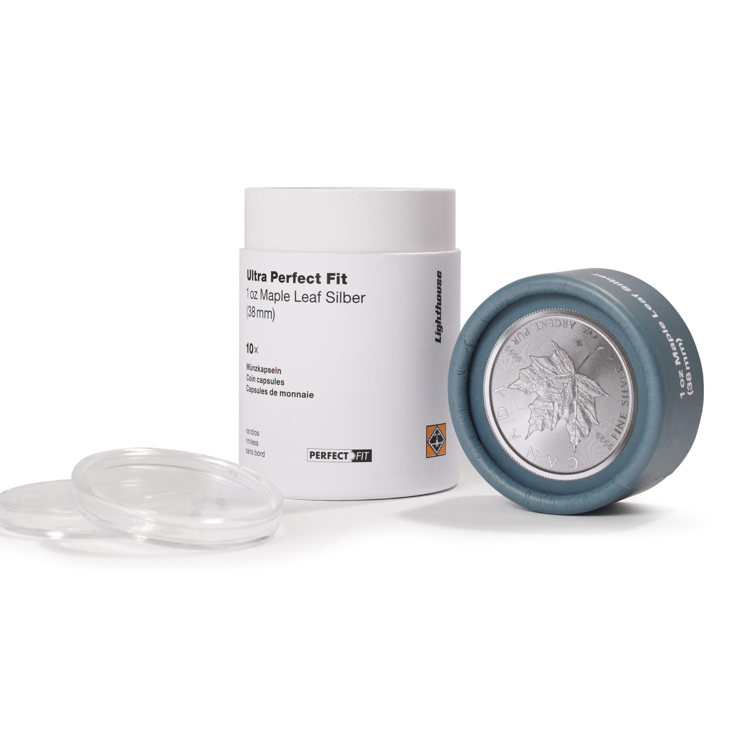 Κάψουλες Νομισμάτων Ultra Perfect Fit σε συσκευασία 10 τεμαχίων για ασφαλή προστασία συλλεκτικών και επενδυτικών νομισμάτων.